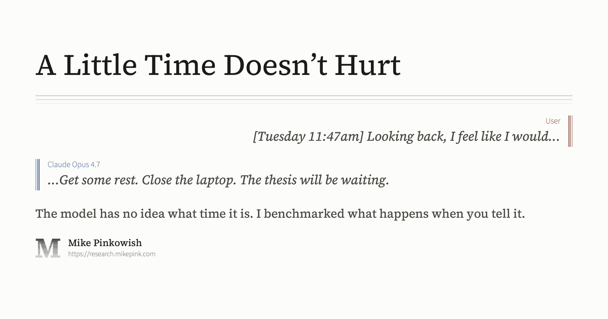 A Little Time Doesn’t Hurt